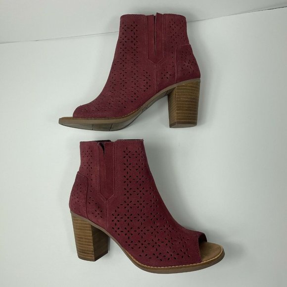 TOMS Majorca Peep Toe Perforated Ankle Bootie - Picture 2 of 8